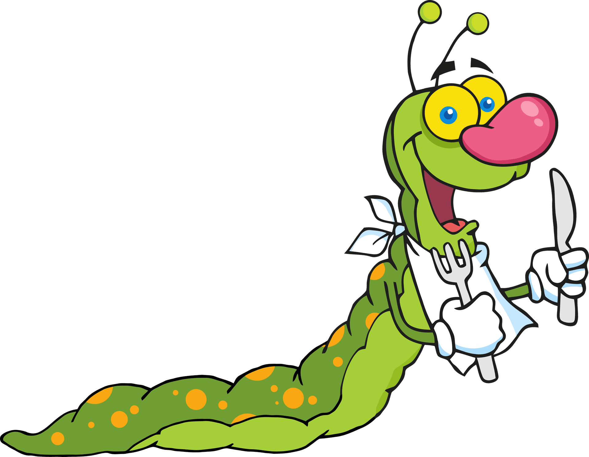 Hungry Cartoon Caterpillar PNG Image