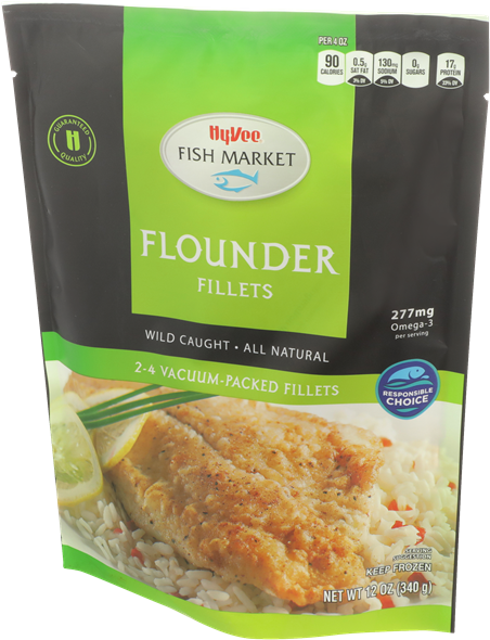 Hy Vee Fish Market Flounder Fillets Package PNG Image