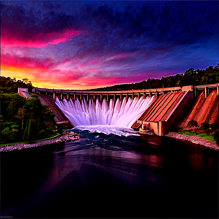 Hydroelectric Dam Sunset Png Vrn1 PNG Image