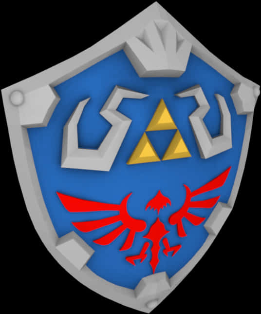 Hyrule Crest Shield3 D Render PNG Image