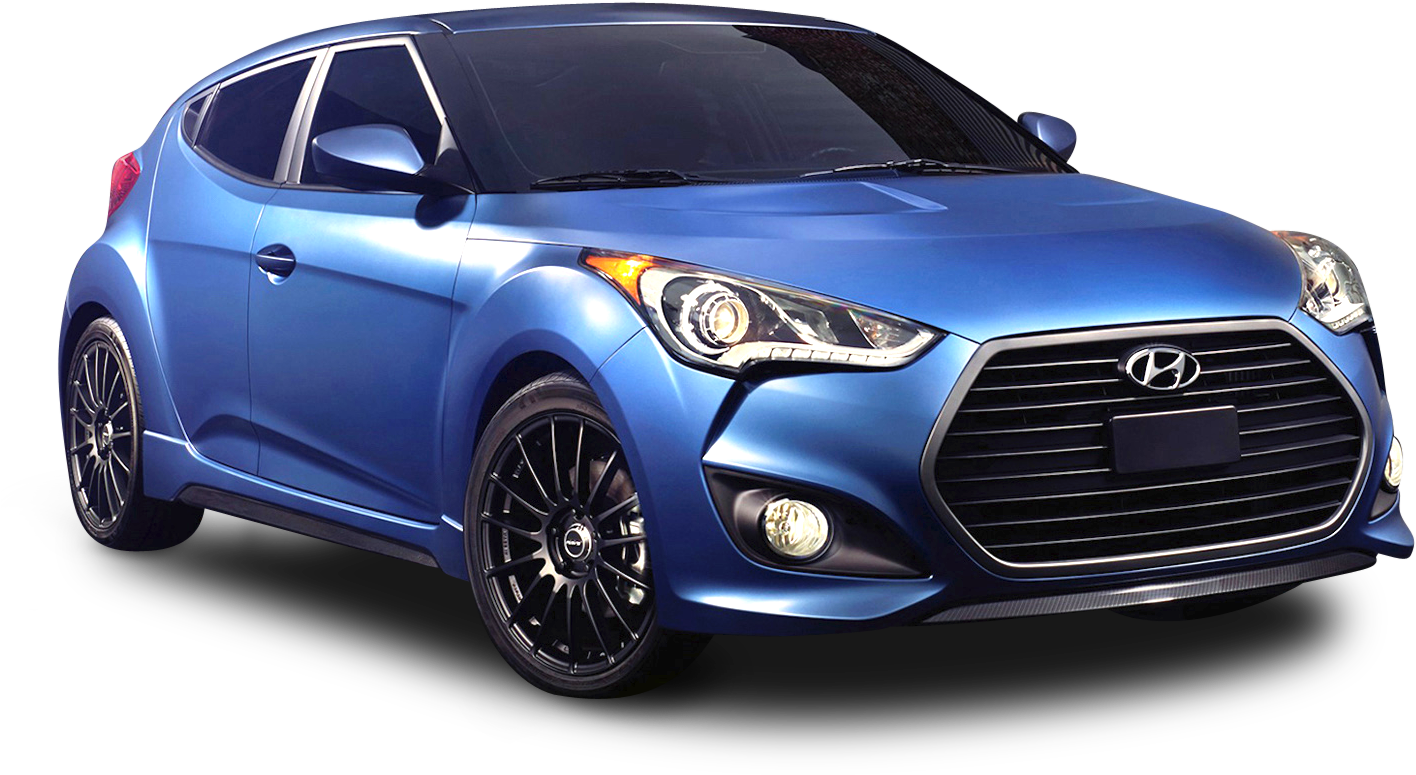 Hyundai Veloster Blue Side View PNG Image