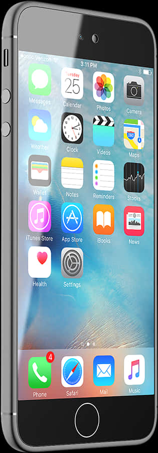 I Phone Space Gray Home Screen PNG Image