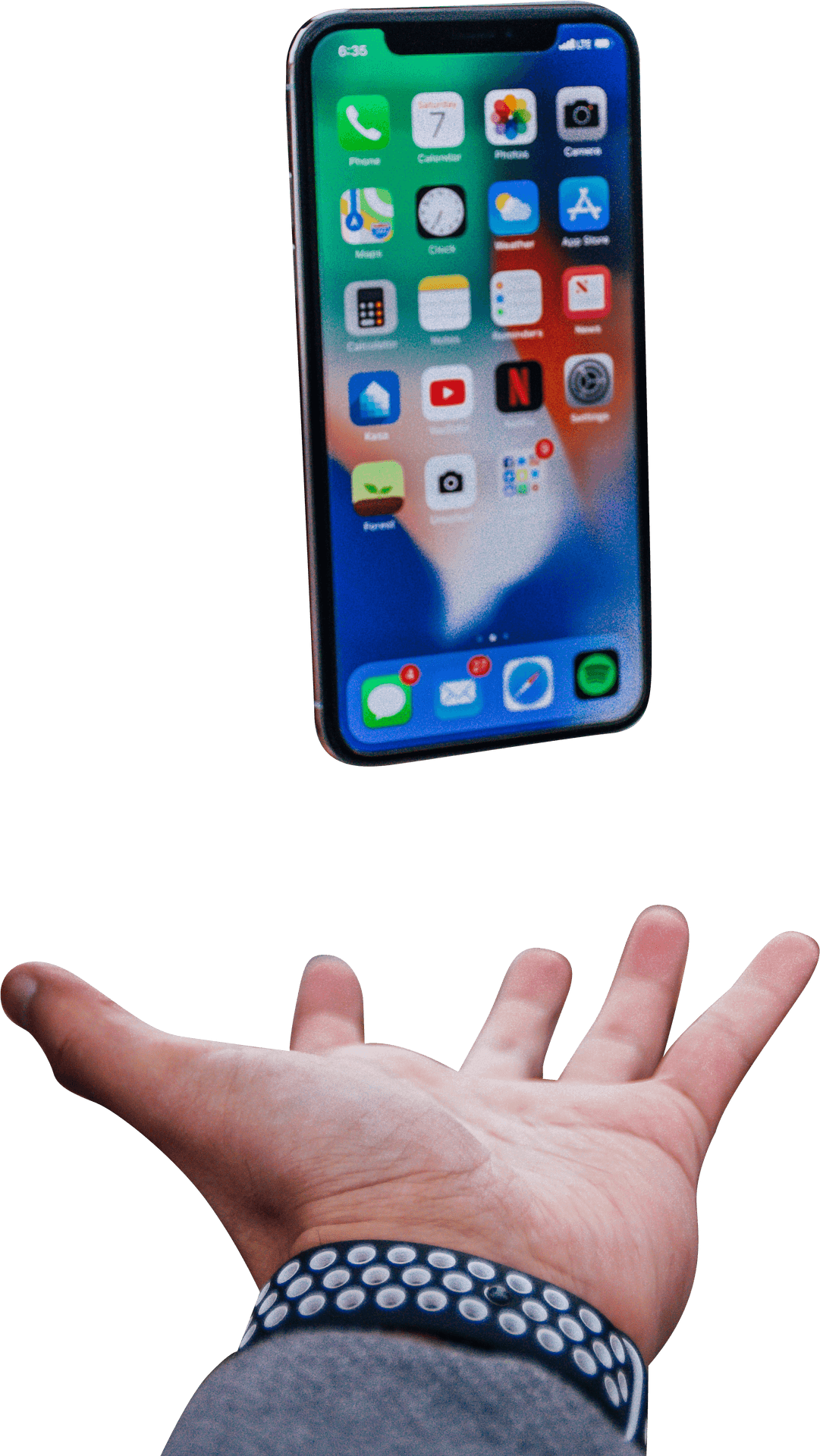 I Phone X Balancedon Hand PNG Image