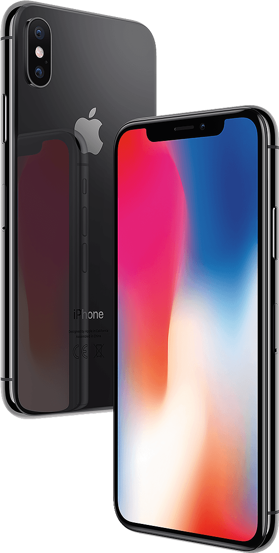 I Phone X Space Gray Frontand Back PNG Image