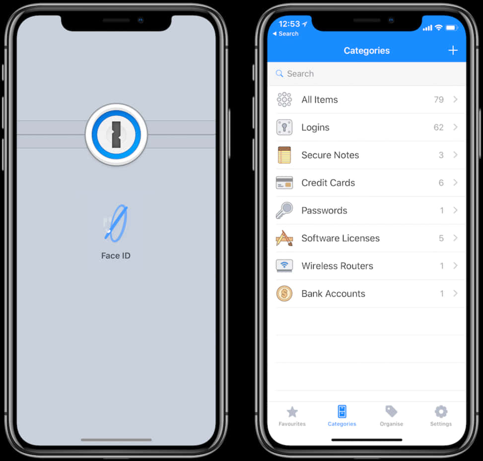 I Phone12 Face I D Password Manager App Screen PNG Image
