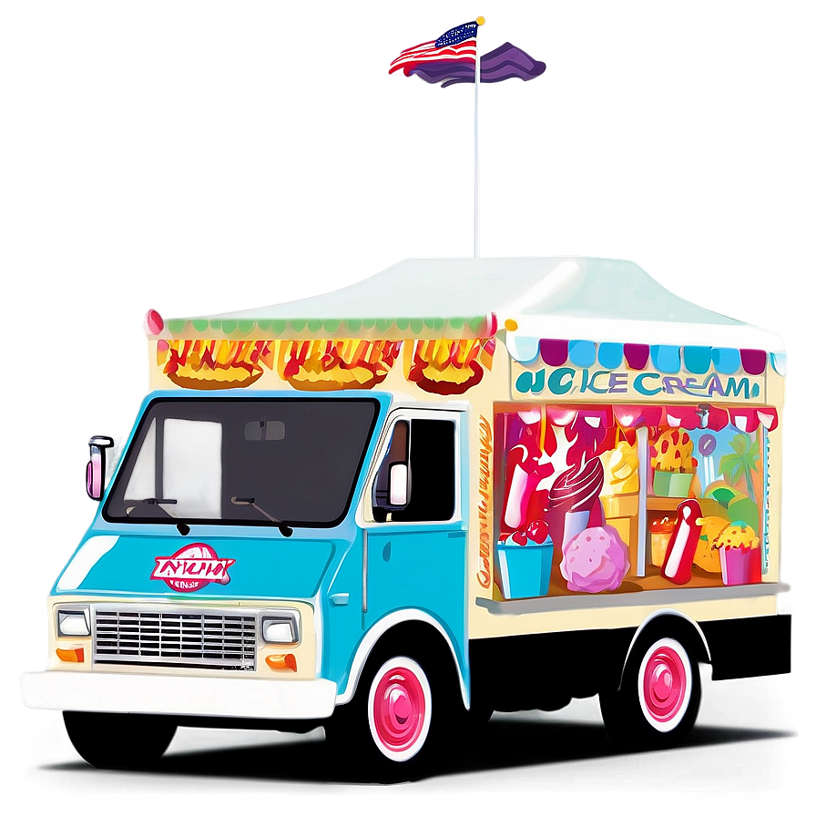 Ice Cream Truck In Summer Png Exq PNG Image