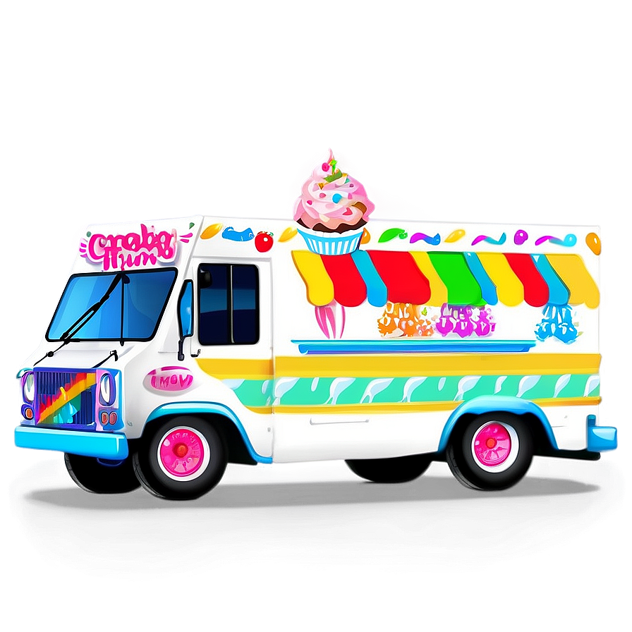 Ice Cream Truck On City Street Png Jeg PNG Image