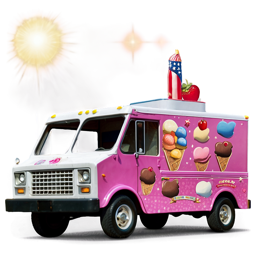 Ice Cream Truck Under The Sun Png Hwx PNG Image