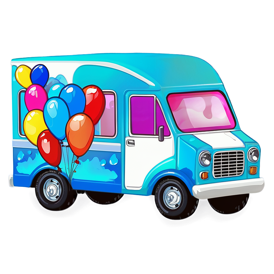 Ice Cream Truck With Balloons Png Yvr35 PNG Image