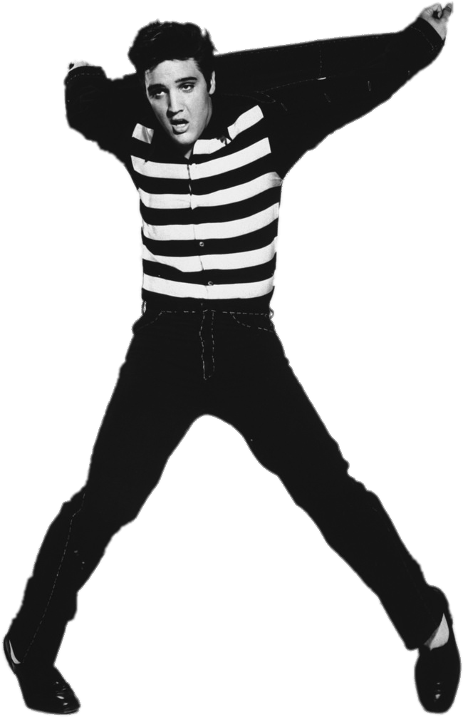 Iconic Blackand White Elvis Pose PNG Image