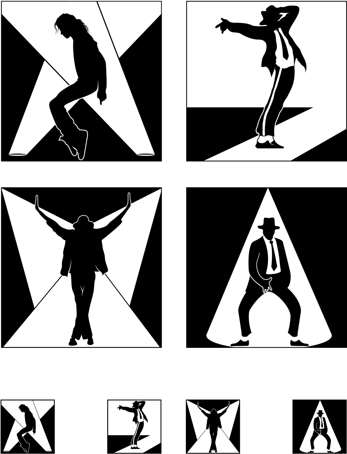 Iconic Dance Moves Silhouettes PNG Image