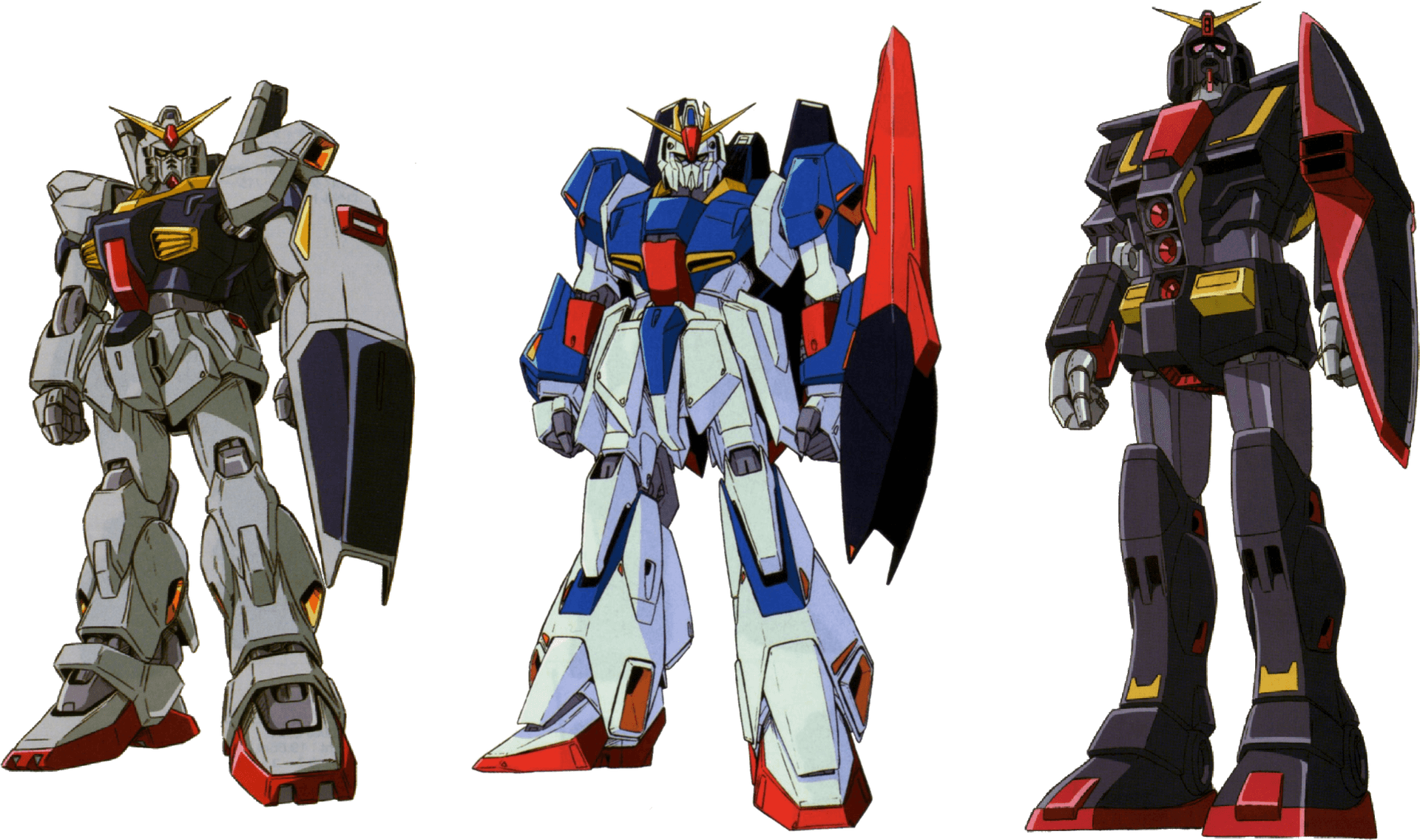 Iconic Gundam Mecha Trios PNG Image