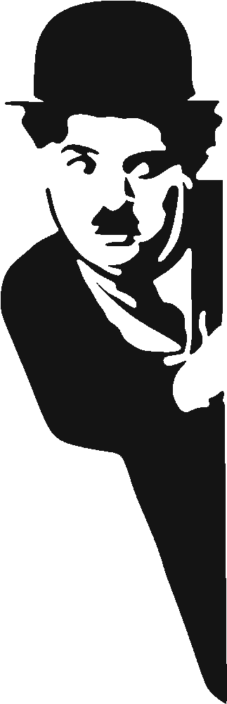 Iconic Silent Film Character Silhouette PNG Image