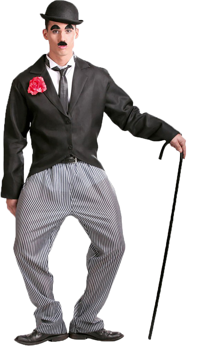 Iconic Silent Film Comedian Outfit PNG Image