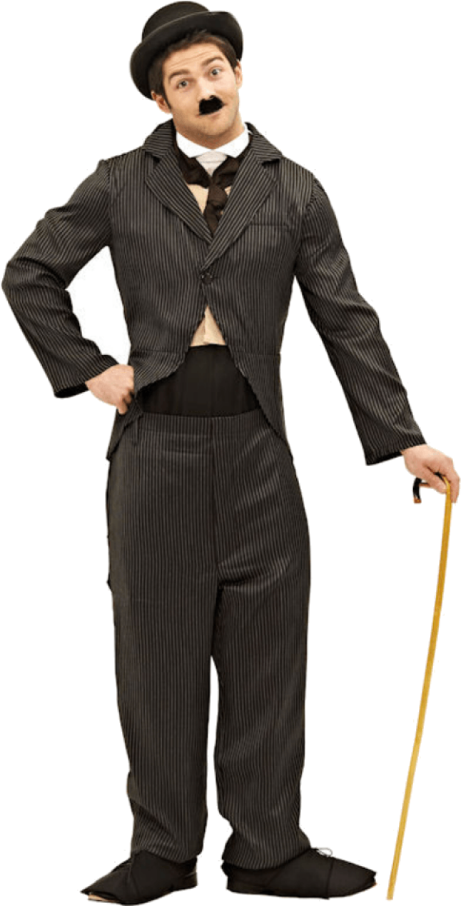 Iconic Tramp Figurewith Cane PNG Image