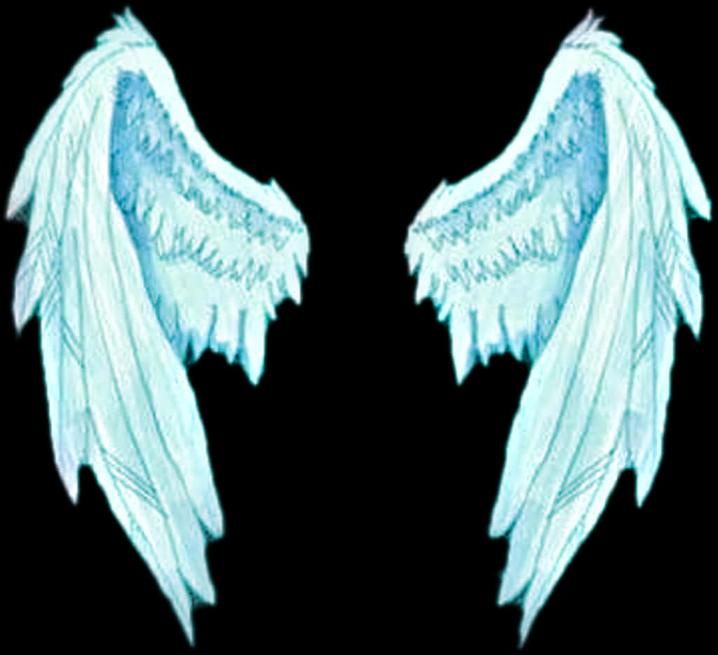 Icy Blue Angel Wings PNG Image