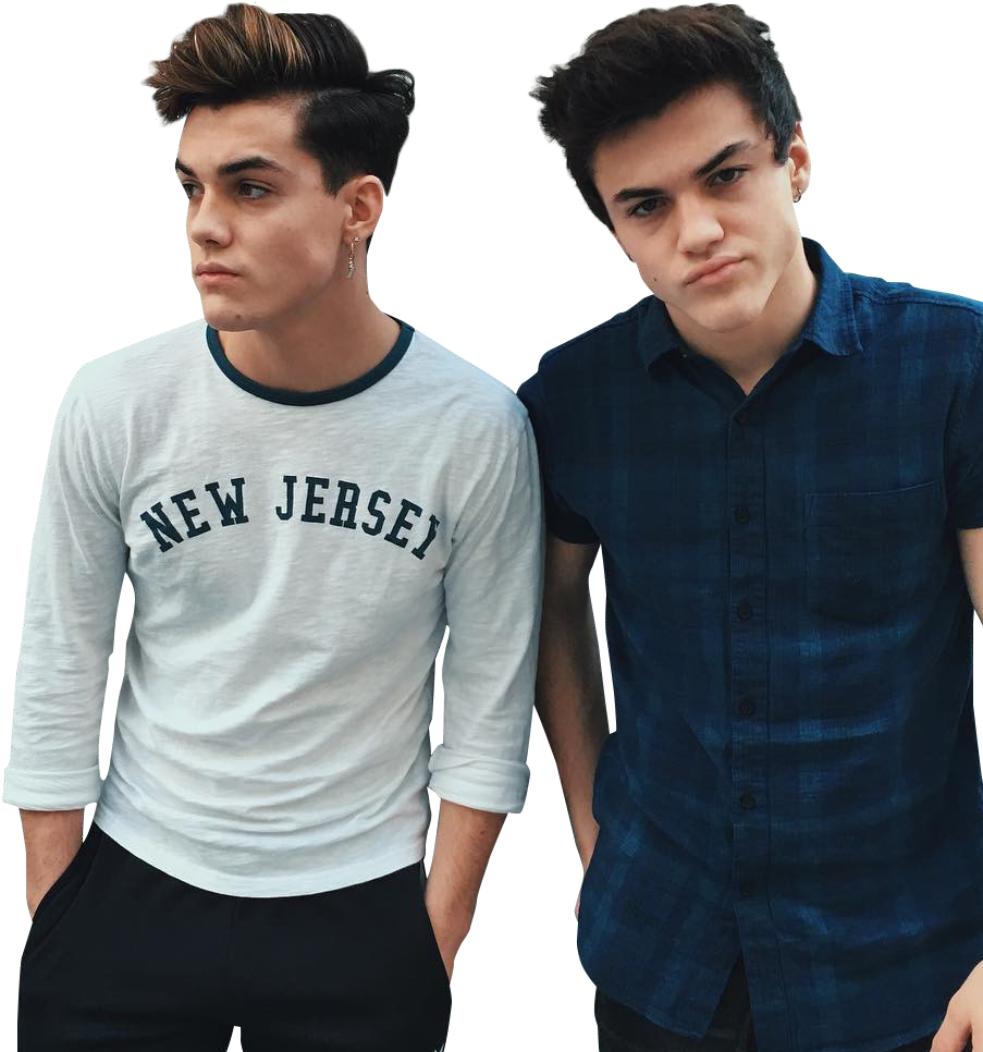 Identical Twins Stylish Pose PNG Image