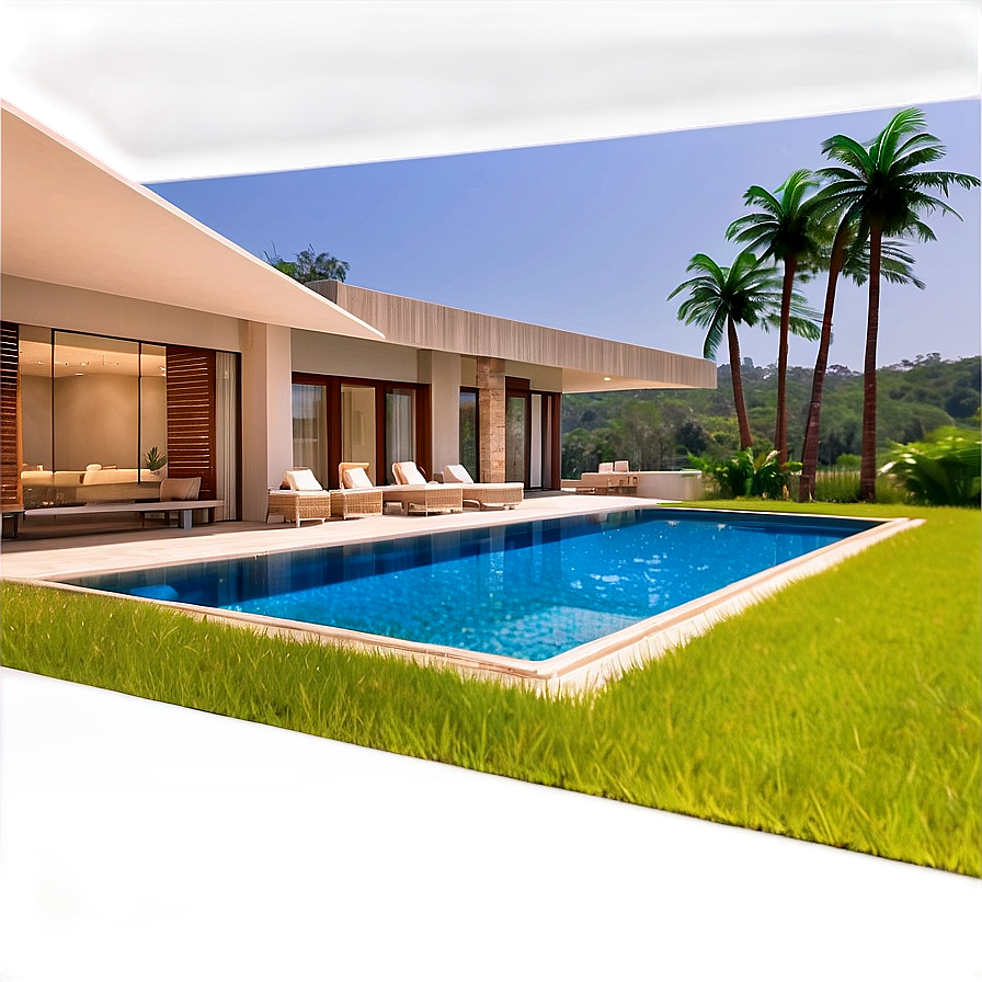 Idyllic Mansion Pool Png Fil PNG Image