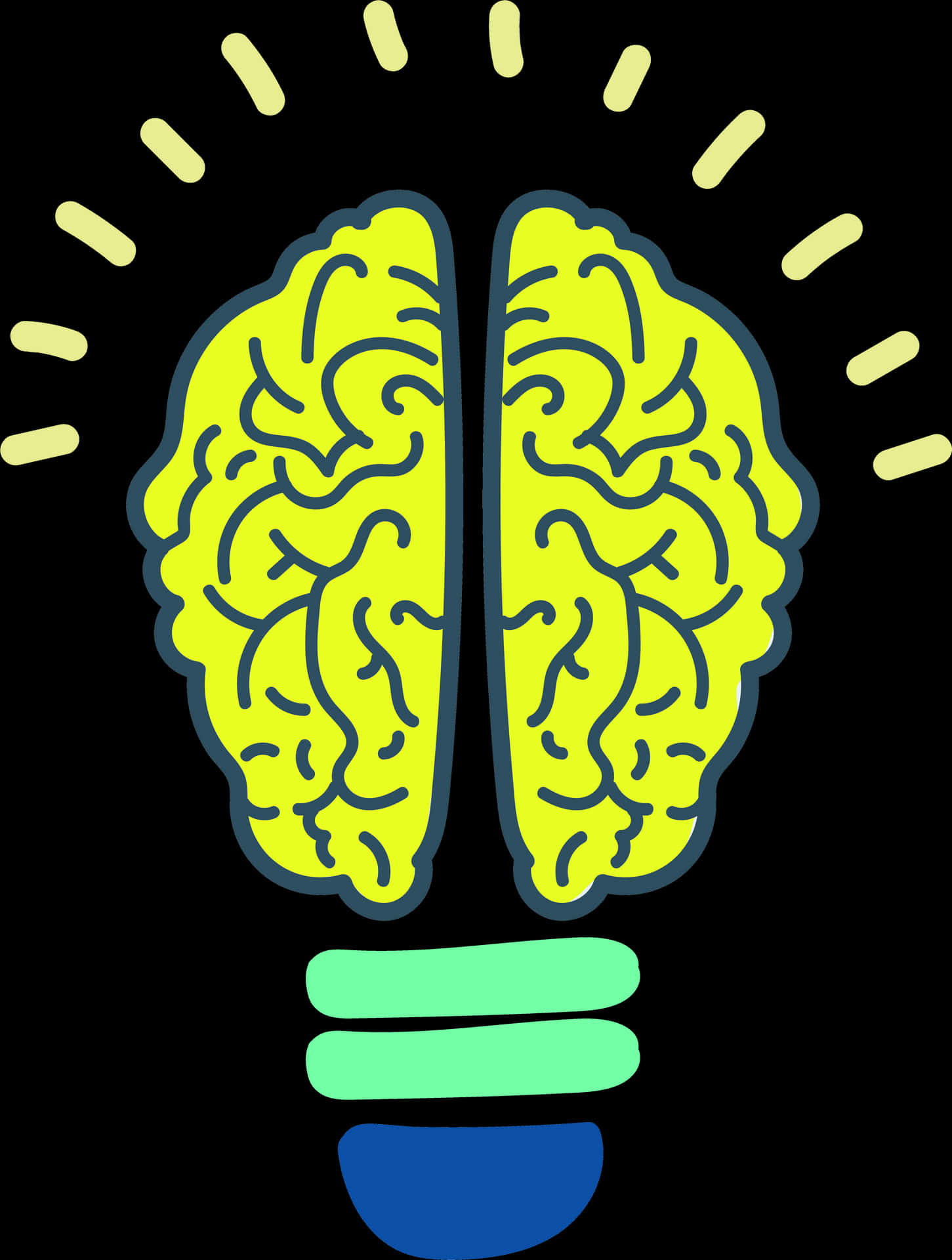 Illuminated Brain Graphic PNG Image