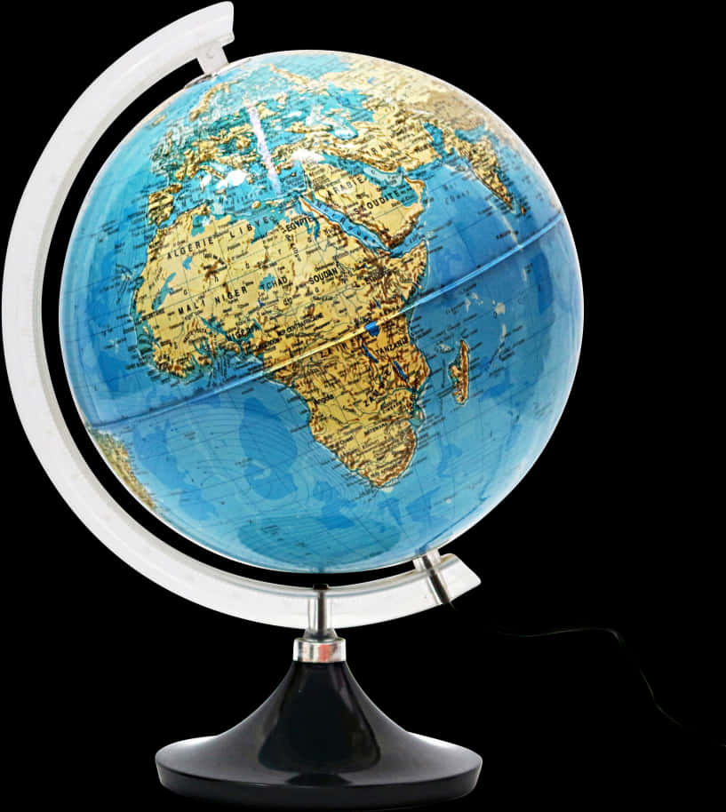 Illuminated Desk Globe Africa Europe Focus PNG Image