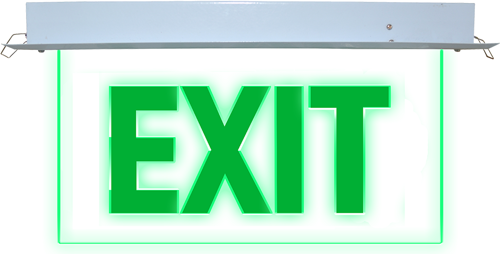 Illuminated Exit Sign Damaged PNG Image