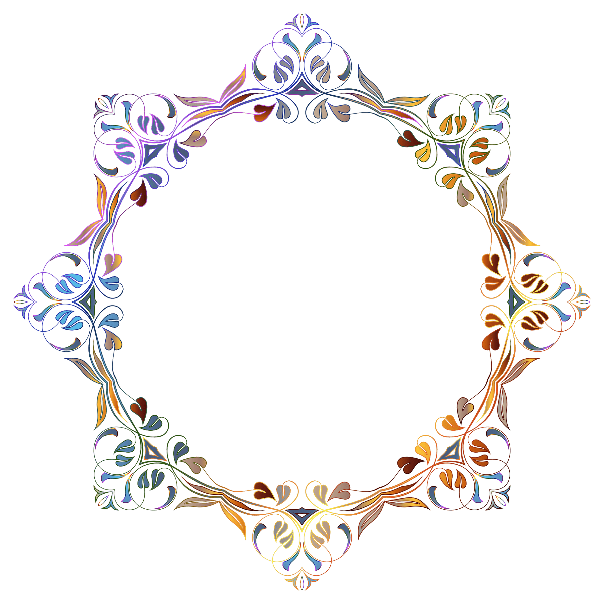 Illuminated Floral Frame Design PNG Image