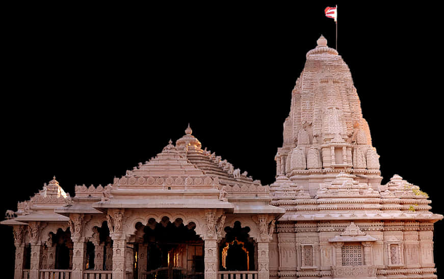 Illuminated Hindu Templeat Dusk PNG Image