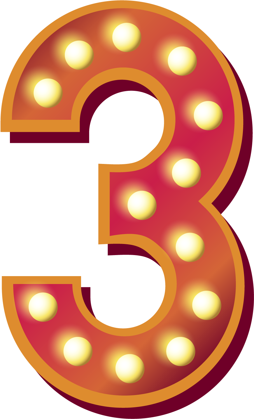 Illuminated Marquee Number3 PNG Image