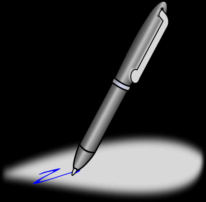 Illuminated Pen Drawing Blue Line PNG Image