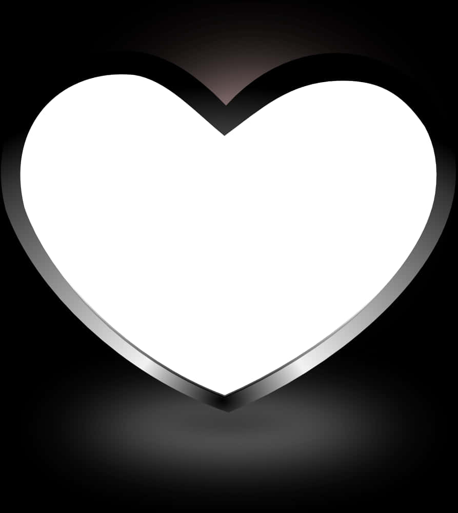 Illuminated White Heart Black Background PNG Image