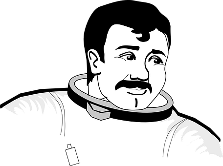 Illustrated Astronaut Portrait PNG Image