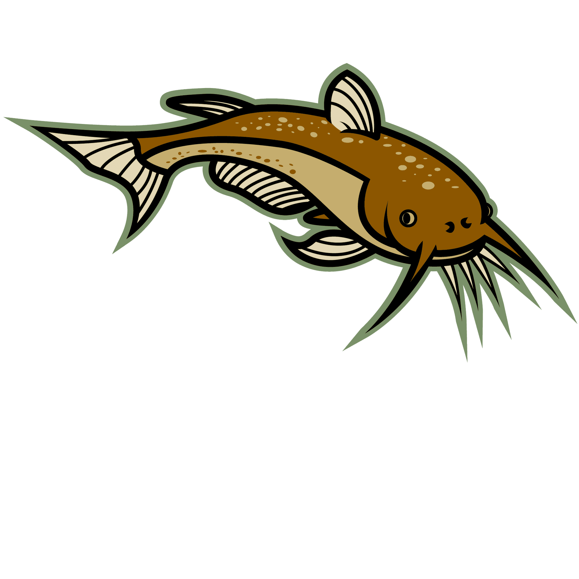 Illustrated Brown Catfish Graphic PNG Image