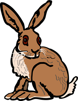 Illustrated Brown Rabbit Graphic PNG Image