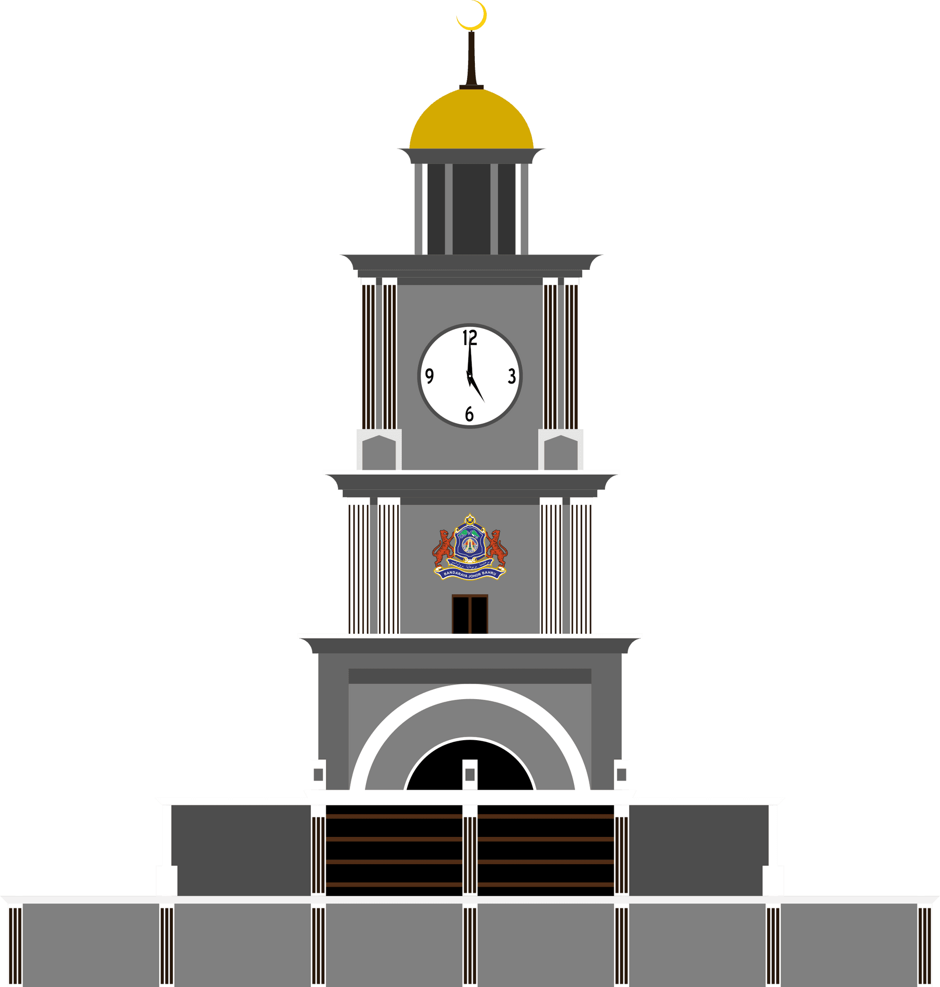 Illustrated Clock Tower Graphic PNG Image