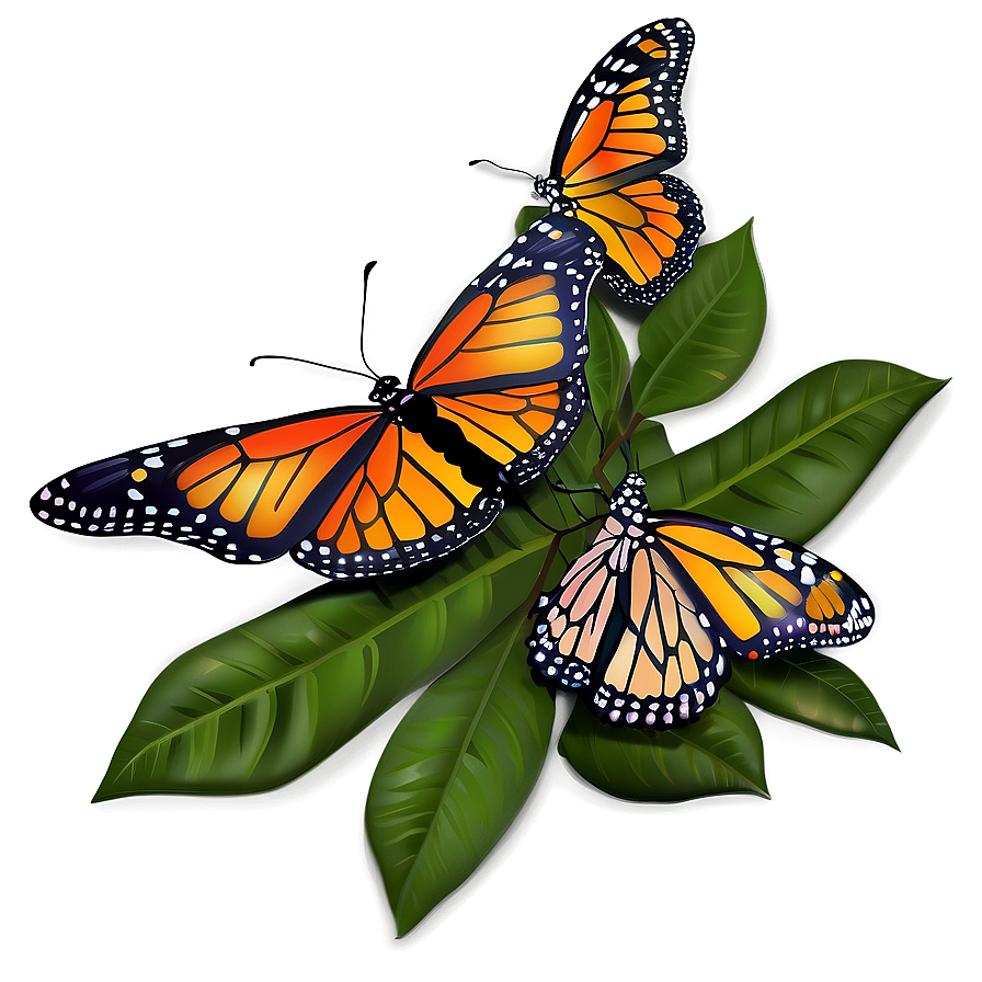 Illustrated Monarch Butterflies Png Srl PNG Image