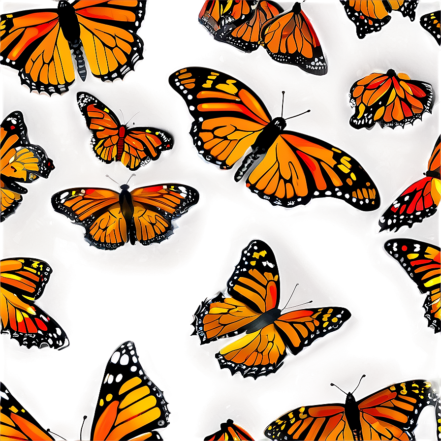 Illustrated Monarch Butterflies Png Urp51 PNG Image