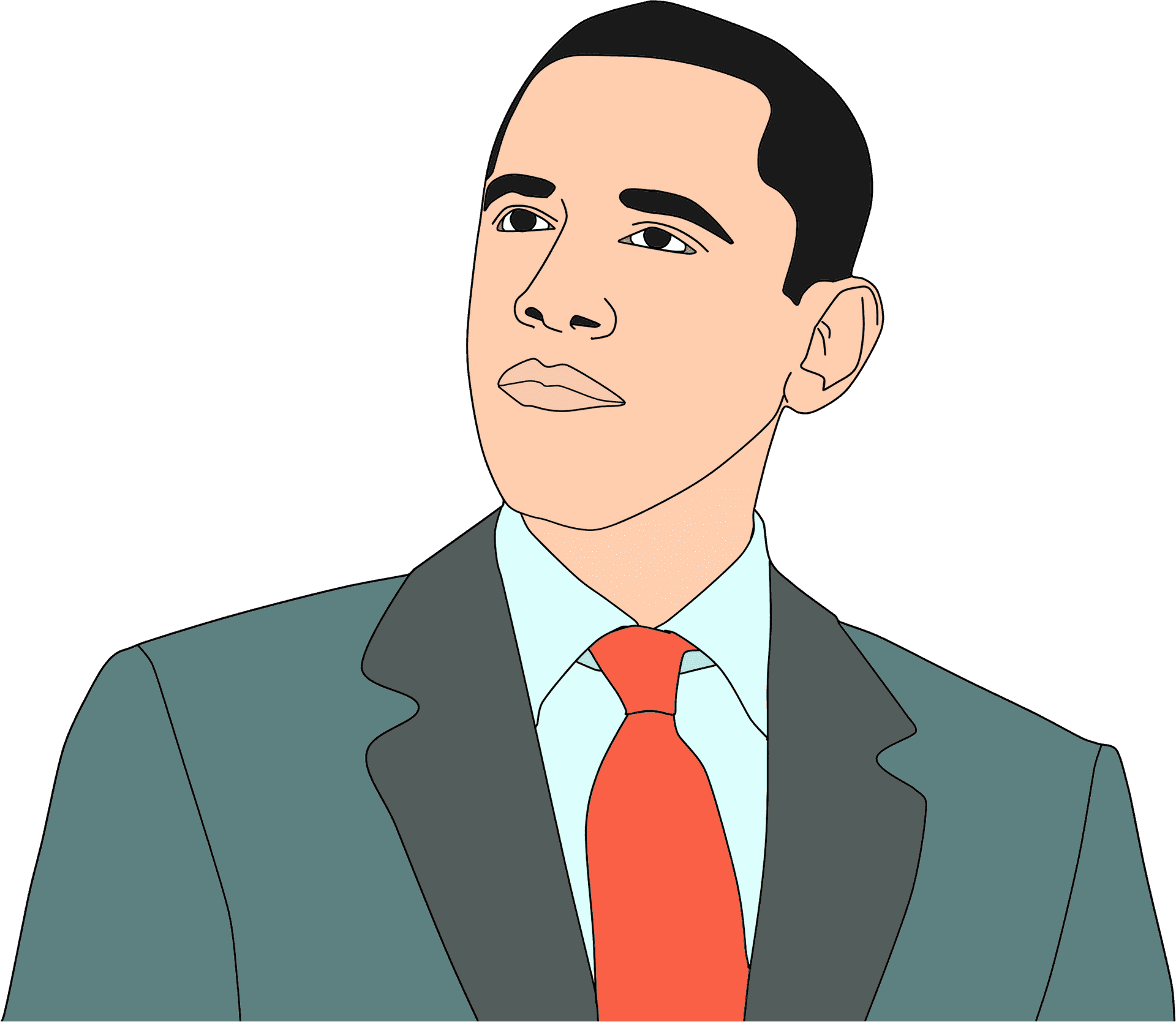 Illustrated Portraitof Manin Suit PNG Image