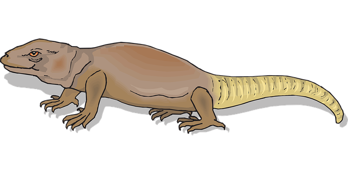 Illustrated Prehistoric Lizard PNG Image