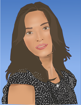 Illustrated Smiling Woman Portrait PNG Image