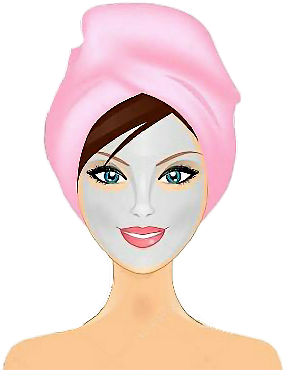 Illustrated Womanwith Pink Towel Turban PNG Image