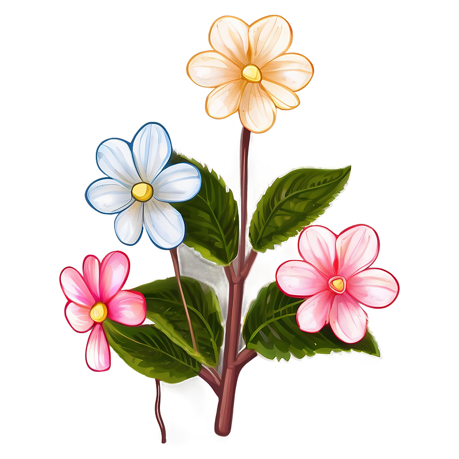 Impatiens Flower Sketch Png Kca PNG Image