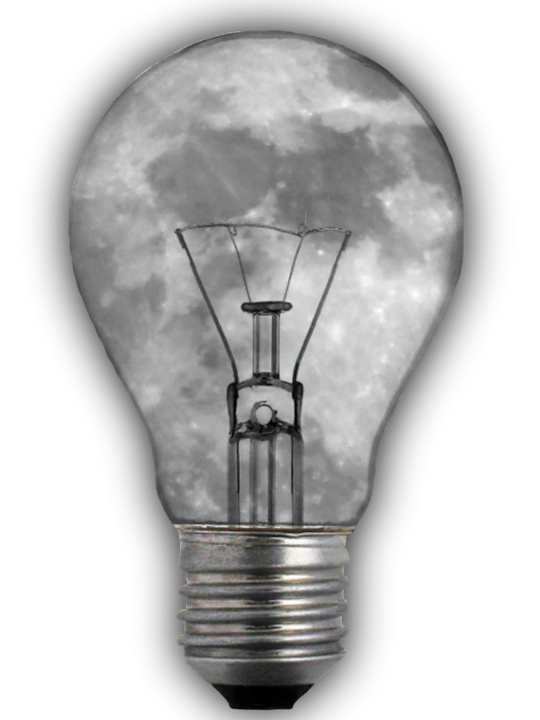 Incandescent Bulbwith Moon Background PNG Image