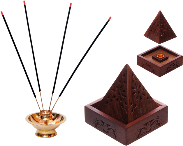 Incense Sticksand Wooden Holders PNG Image