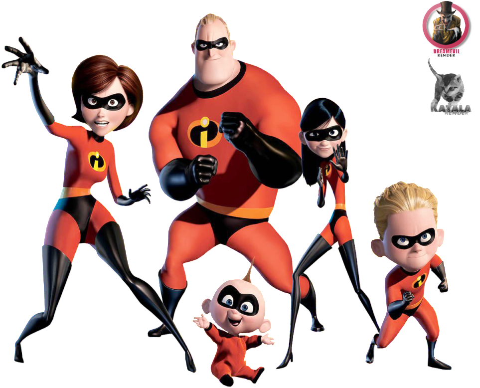 Incredibles_ Family_ Heroes_ Pose PNG Image