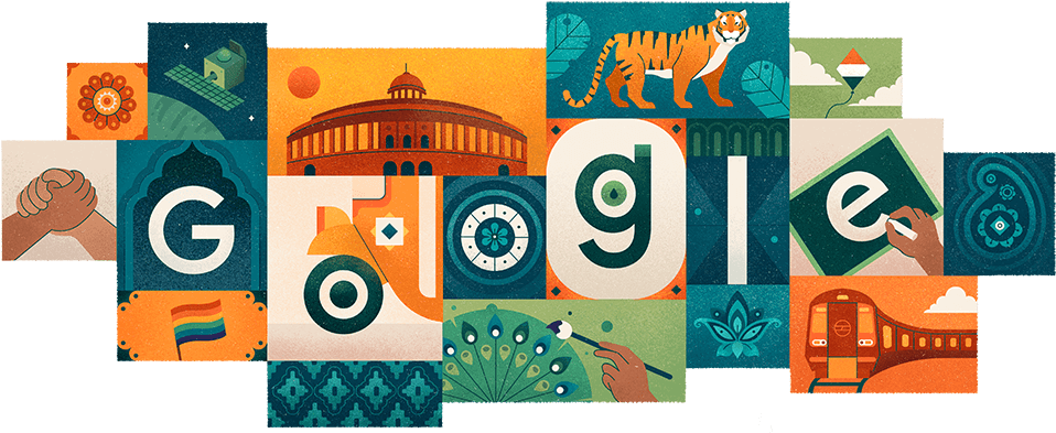 India Independence Day Google Doodle PNG Image