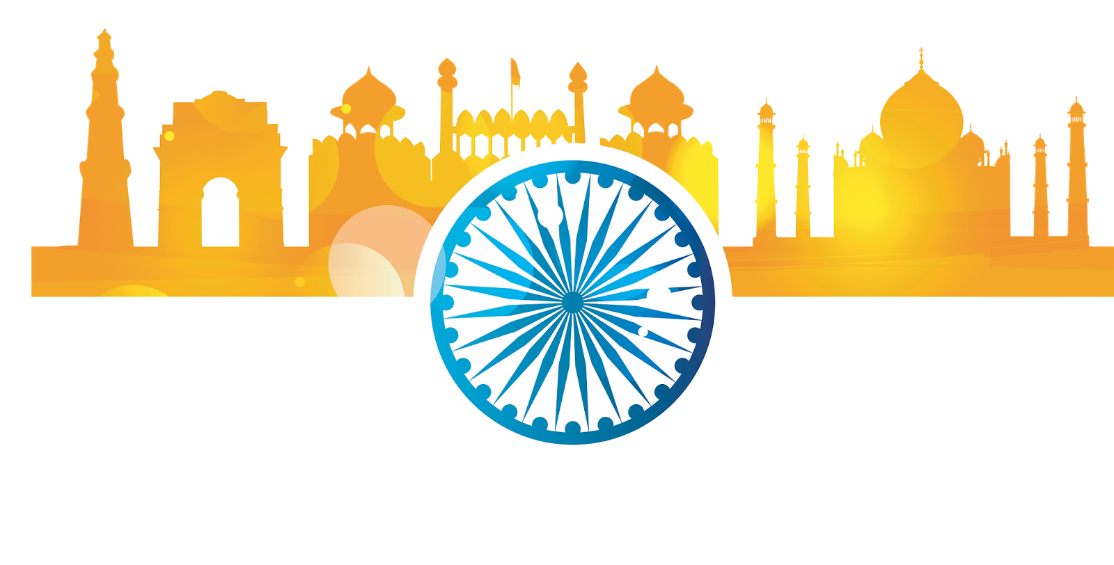 India Landmarksand Ashoka Chakra PNG Image