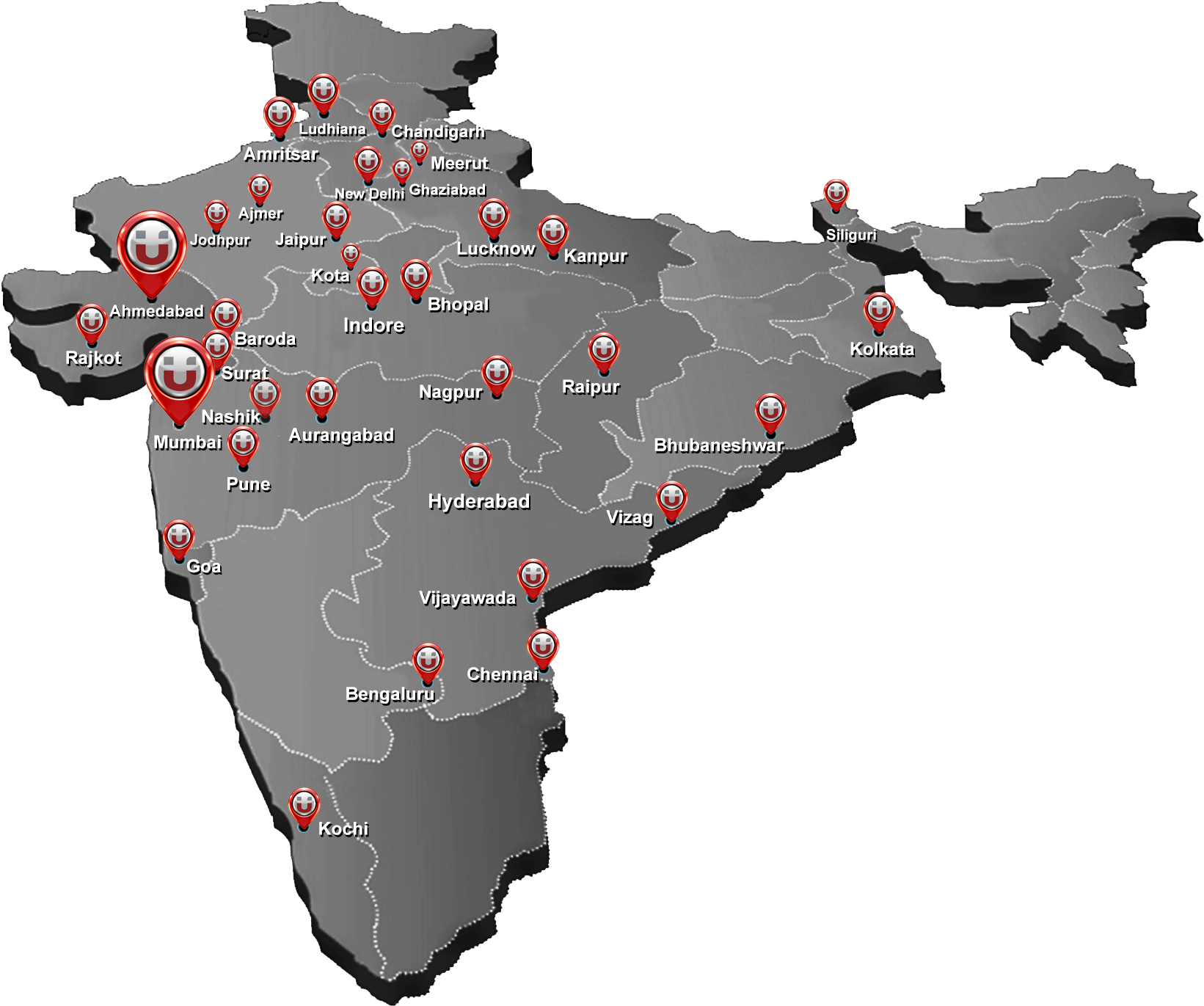 India_ Map_with_ Major_ Cities_and_ No_ Entry_ Signs PNG Image