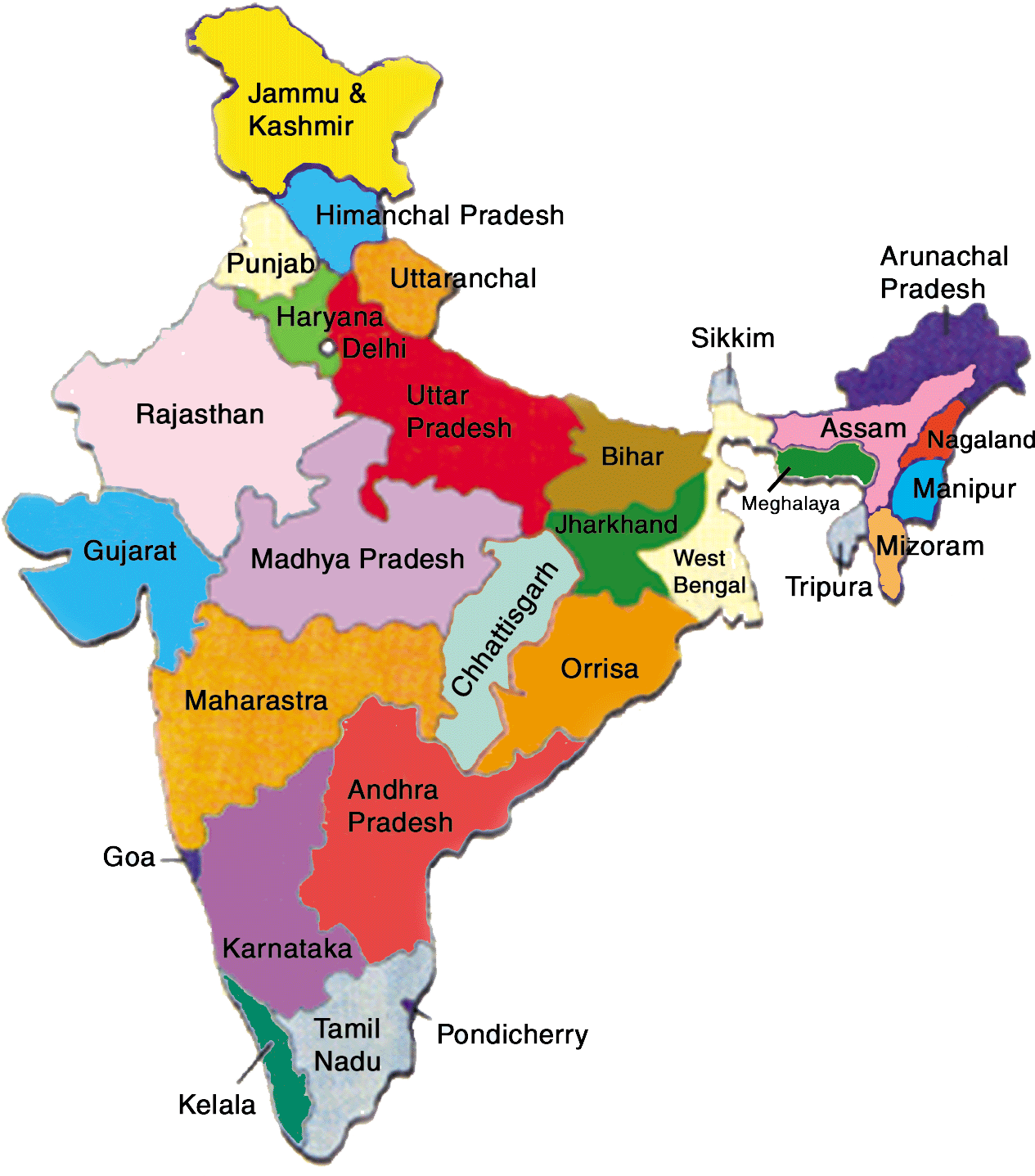 India Political Map States PNG Image