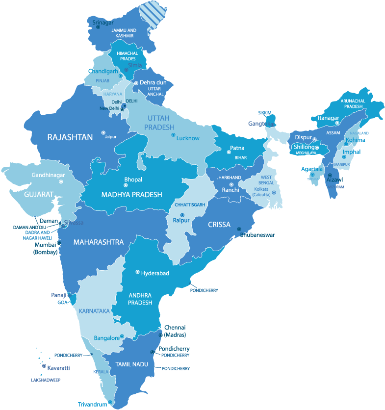 India Political Map Statesand Capitals PNG Image