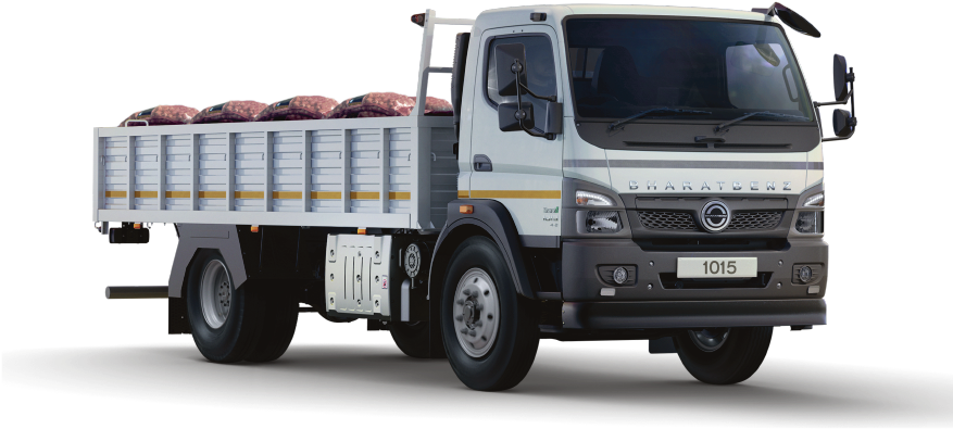 Indian Bharat Benz Truck Loaded With Goods PNG Image